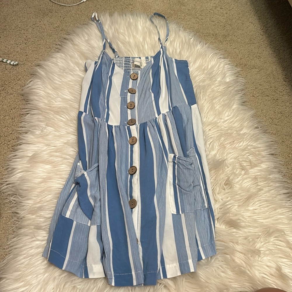 Blue Striped Girls Dress